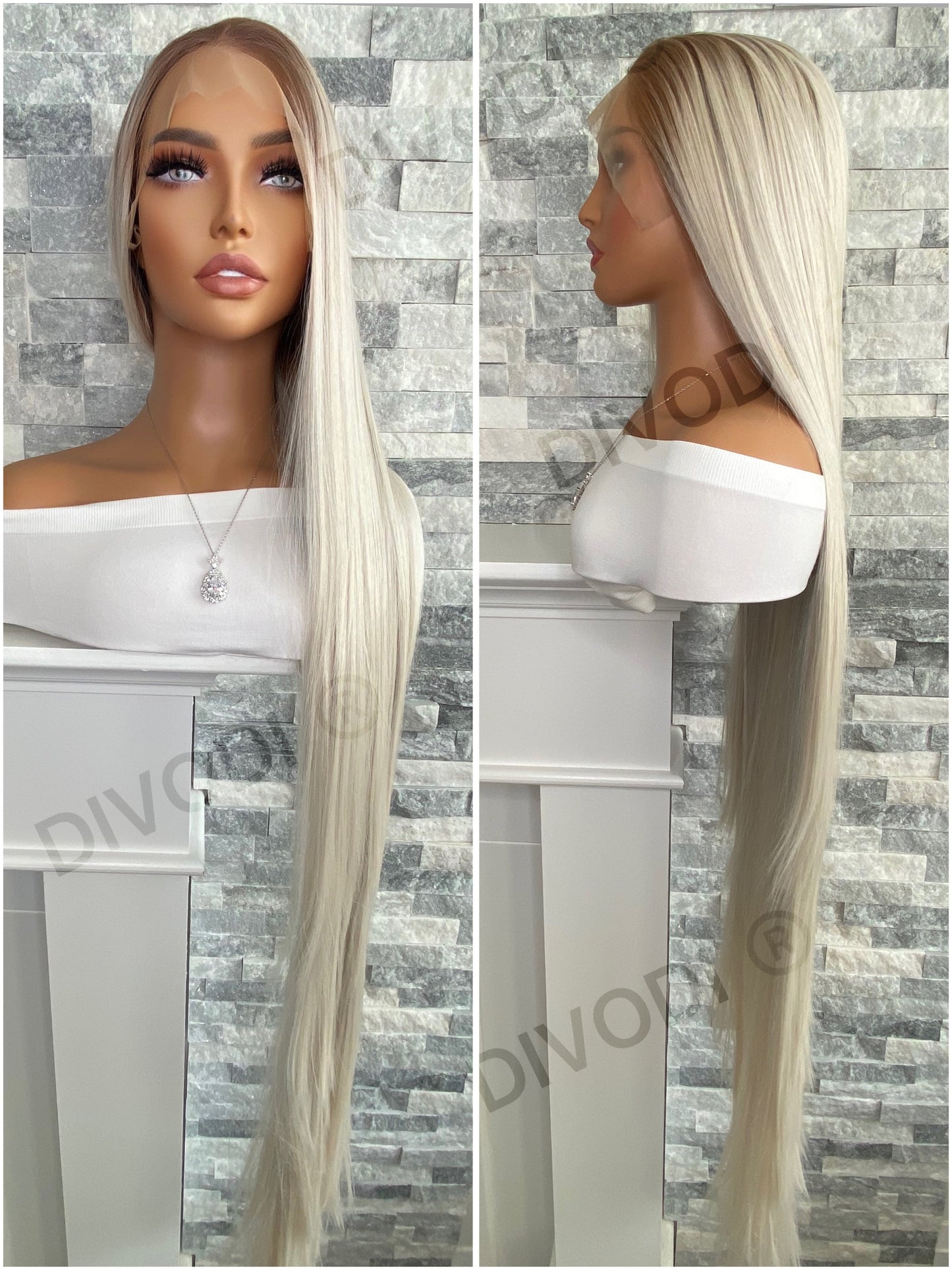 Pearl-Very Long Platinum Blonde Futura Fiber (13x3) Lace Front Wig