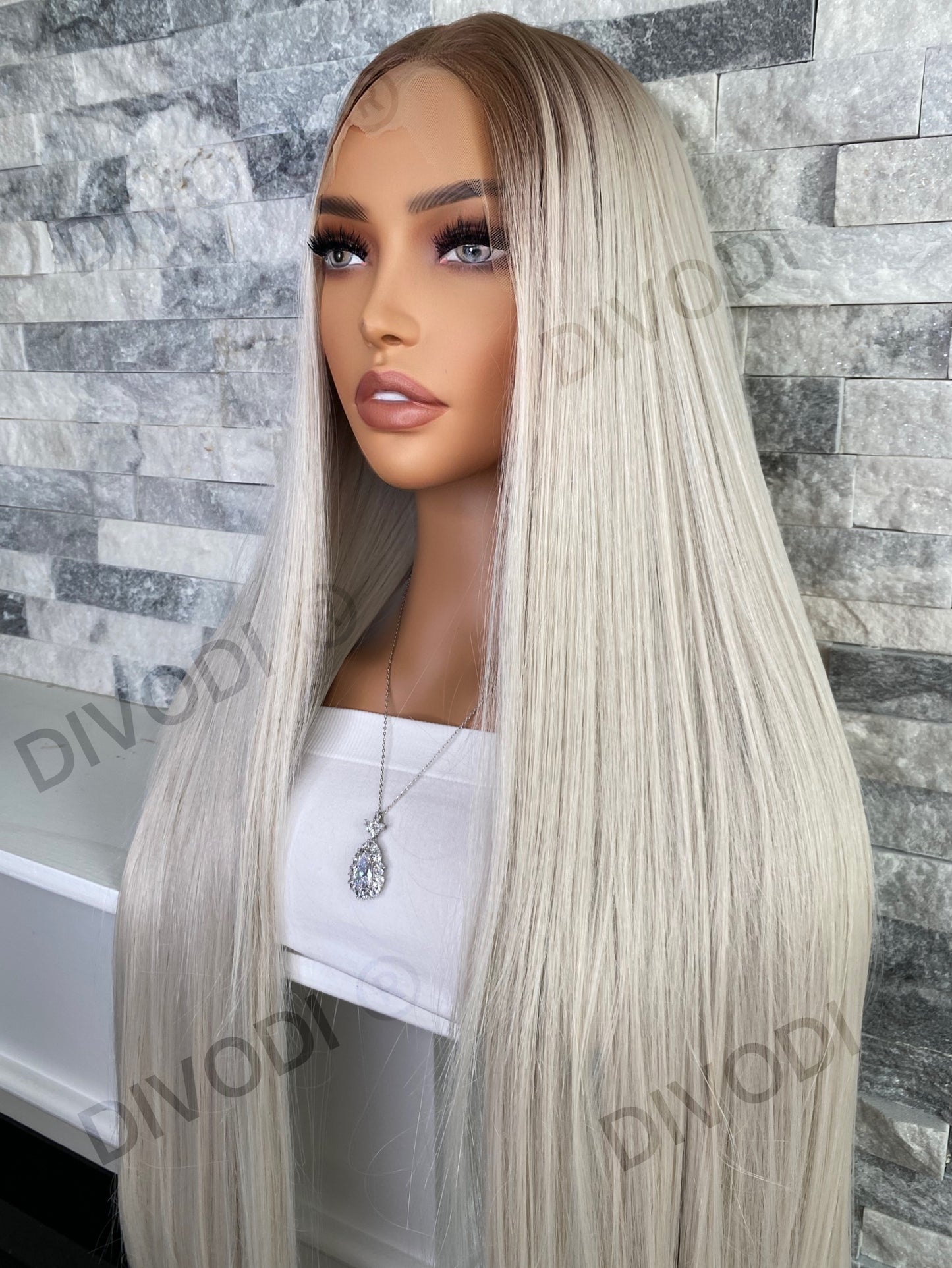 Pearl-Very Long Platinum Blonde Futura Fiber (13x3) Lace Front Wig