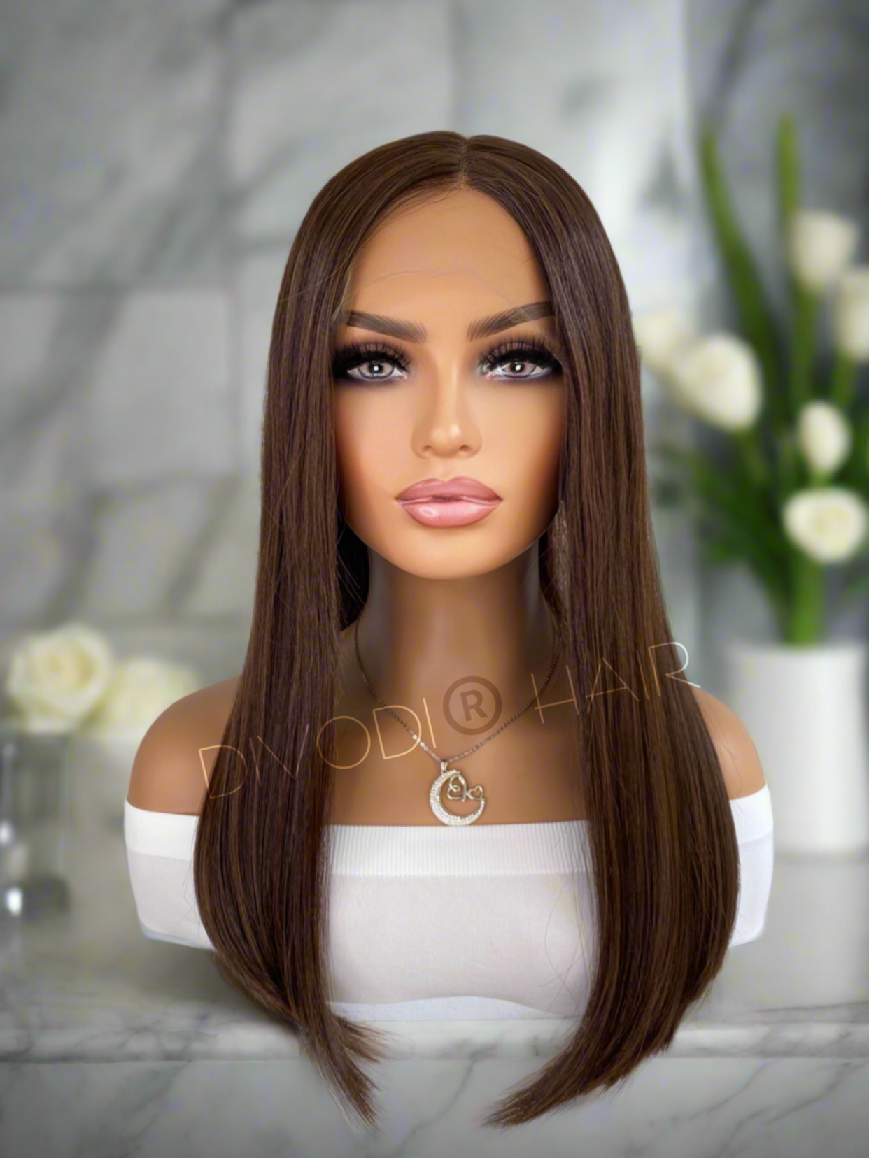 Diana-Brown Futura Fiber T-Part Lace Front Wig