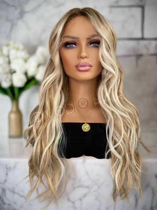 Starlight-Ombre Blonde Futura Fiber/Tinsel Blend T-Part Lace Front Wig
