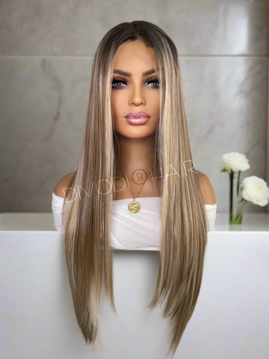 Alyssa-Light Brown/Dark Blonde-Futura Fiber-(13x6) Lace Front Wig