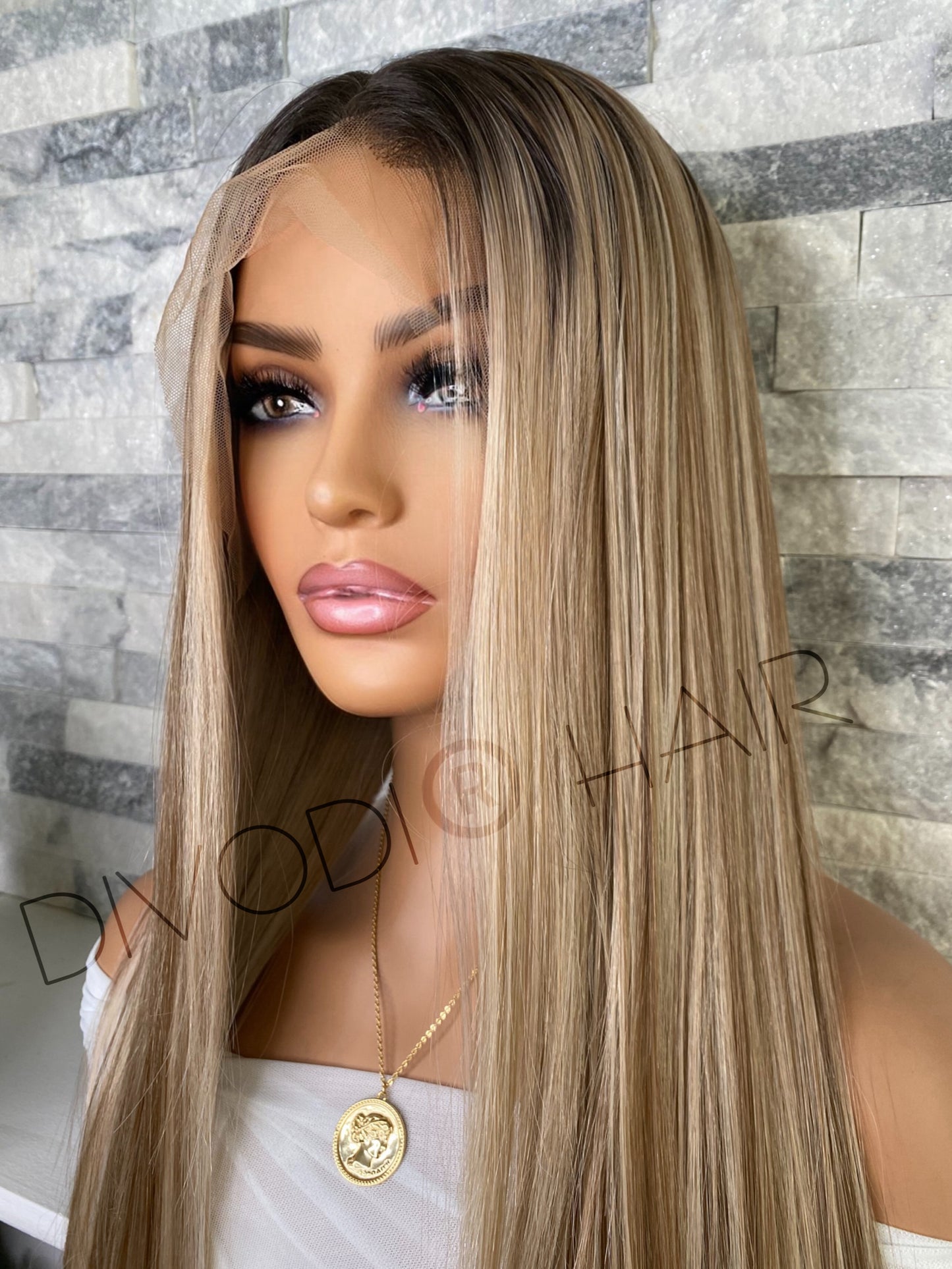Alyssa-Light Brown/Dark Blonde-Futura Fiber-(13x6) Lace Front Wig