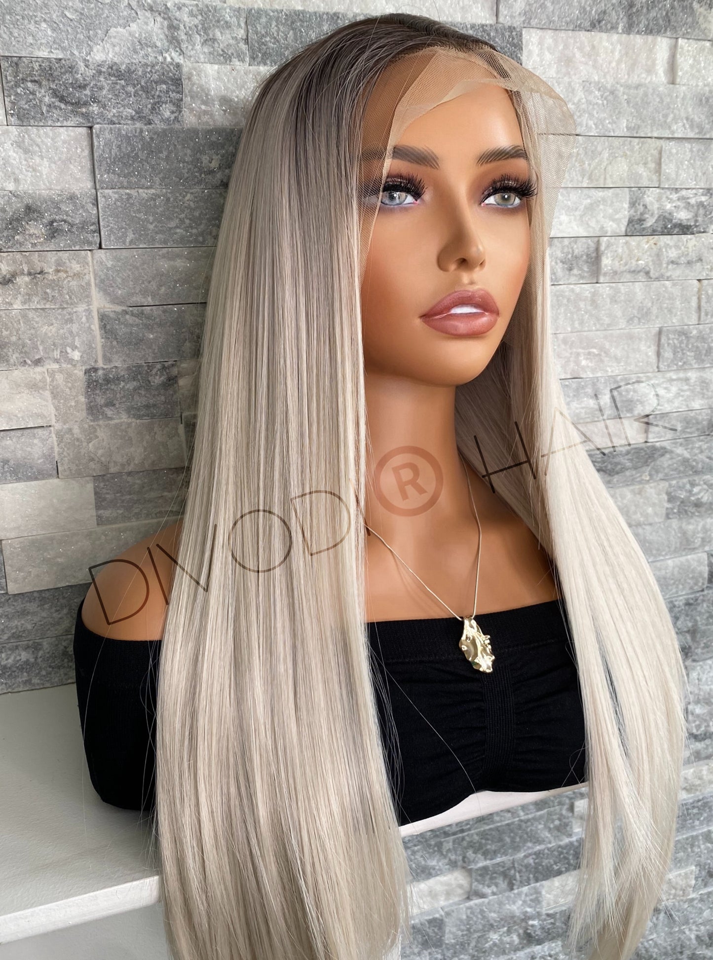 Tiffany-Ombre Platinum Blonde Futura Fiber (13x6) Lace Front Wig