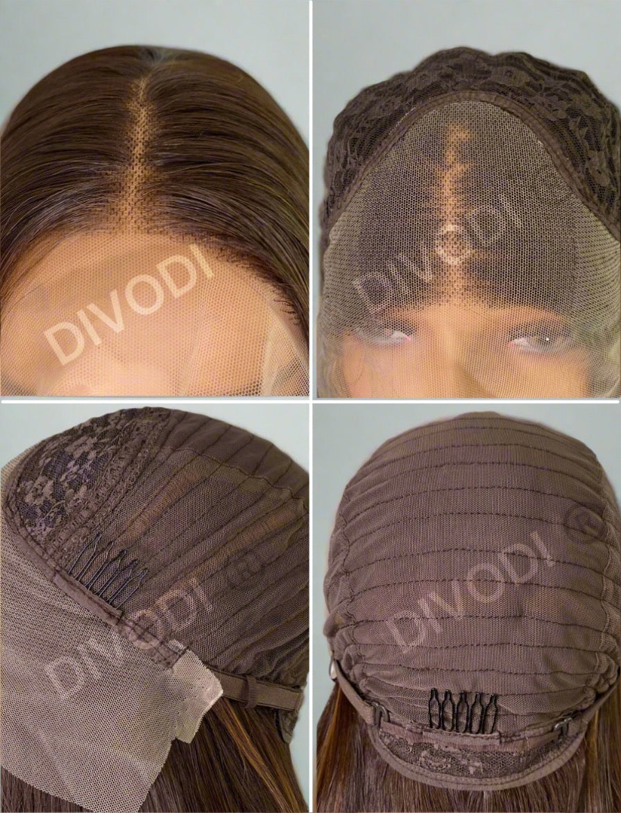 Olivia-Brown/Highlights Futura Fiber (13"x3") Lace Front Wig