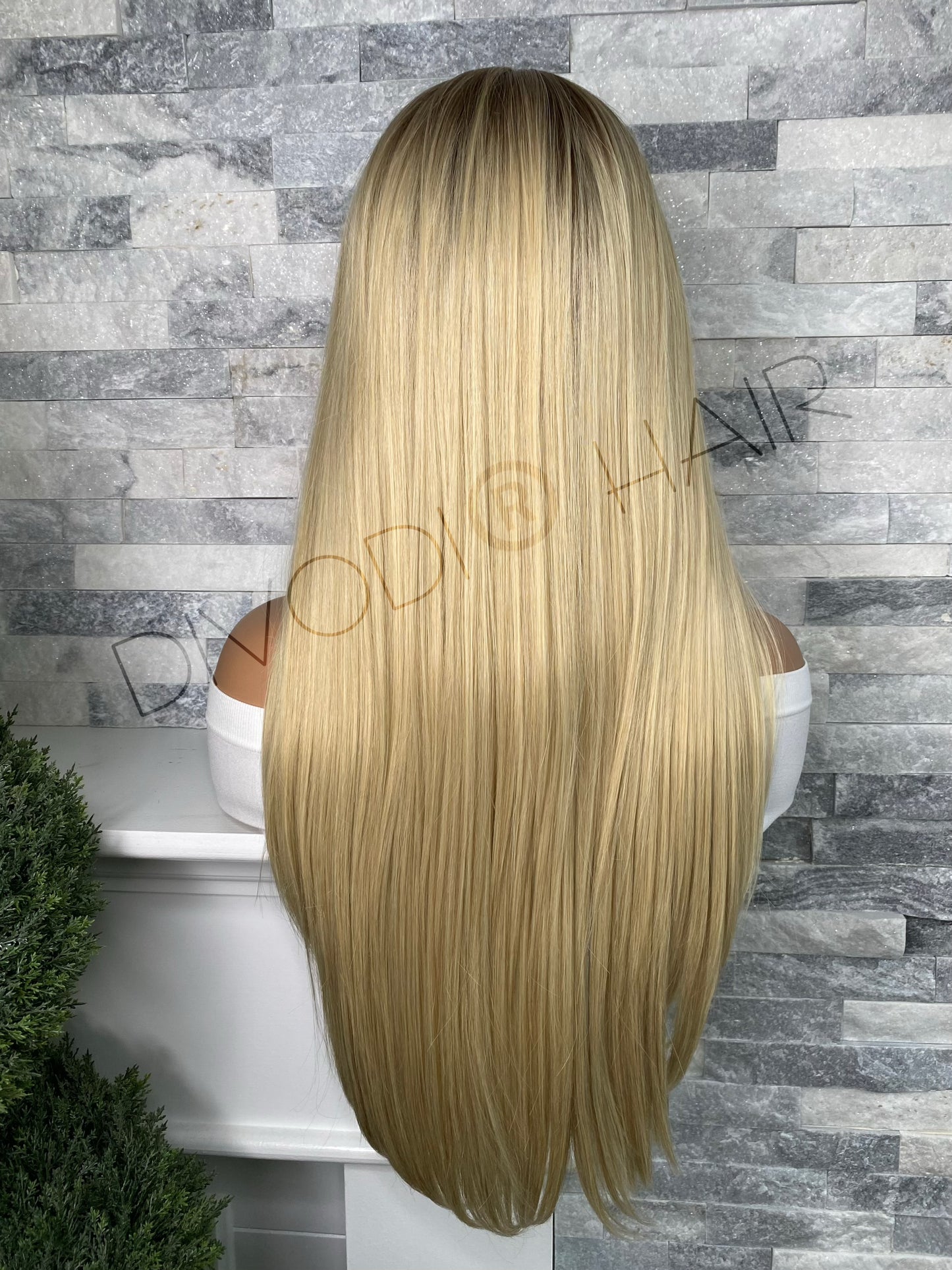 Tiara-Ombre Blonde with Bangs Futura Fiber (13x3) Lace Front