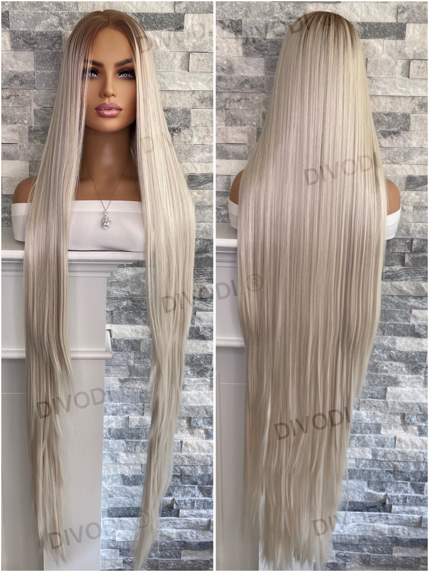Pearl-Very Long Platinum Blonde Futura Fiber (13x3) Lace Front Wig