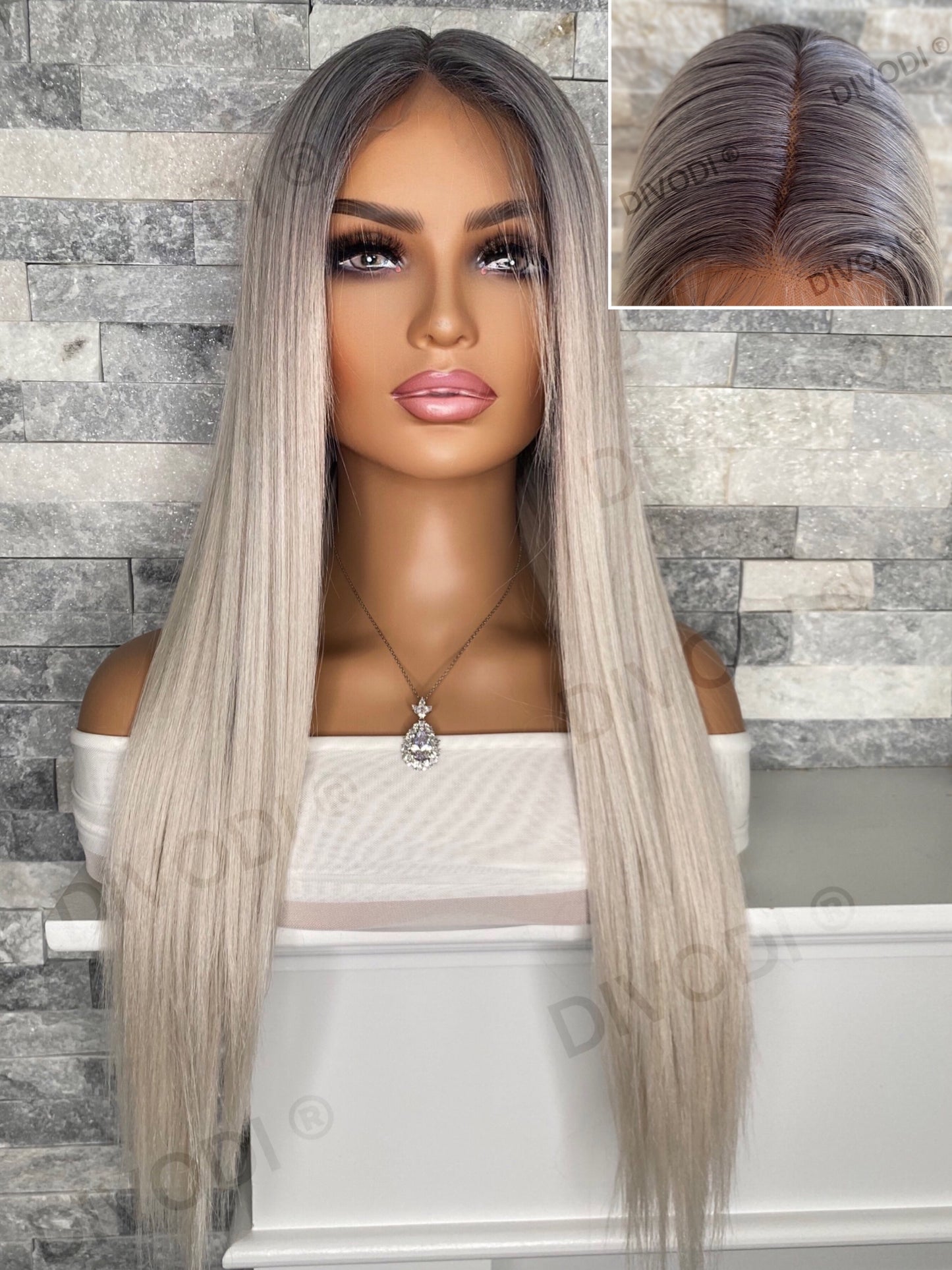 Madeline-Platinum Blonde Futura Fiber T-Part Lace Front Wig