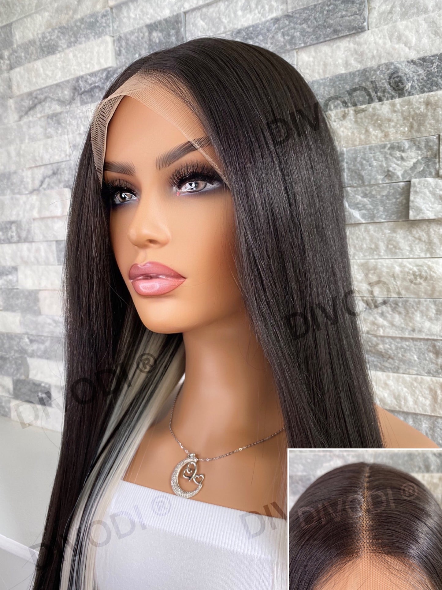Nala-Black/Gray Futura Fiber T-Part Lace Front Wig