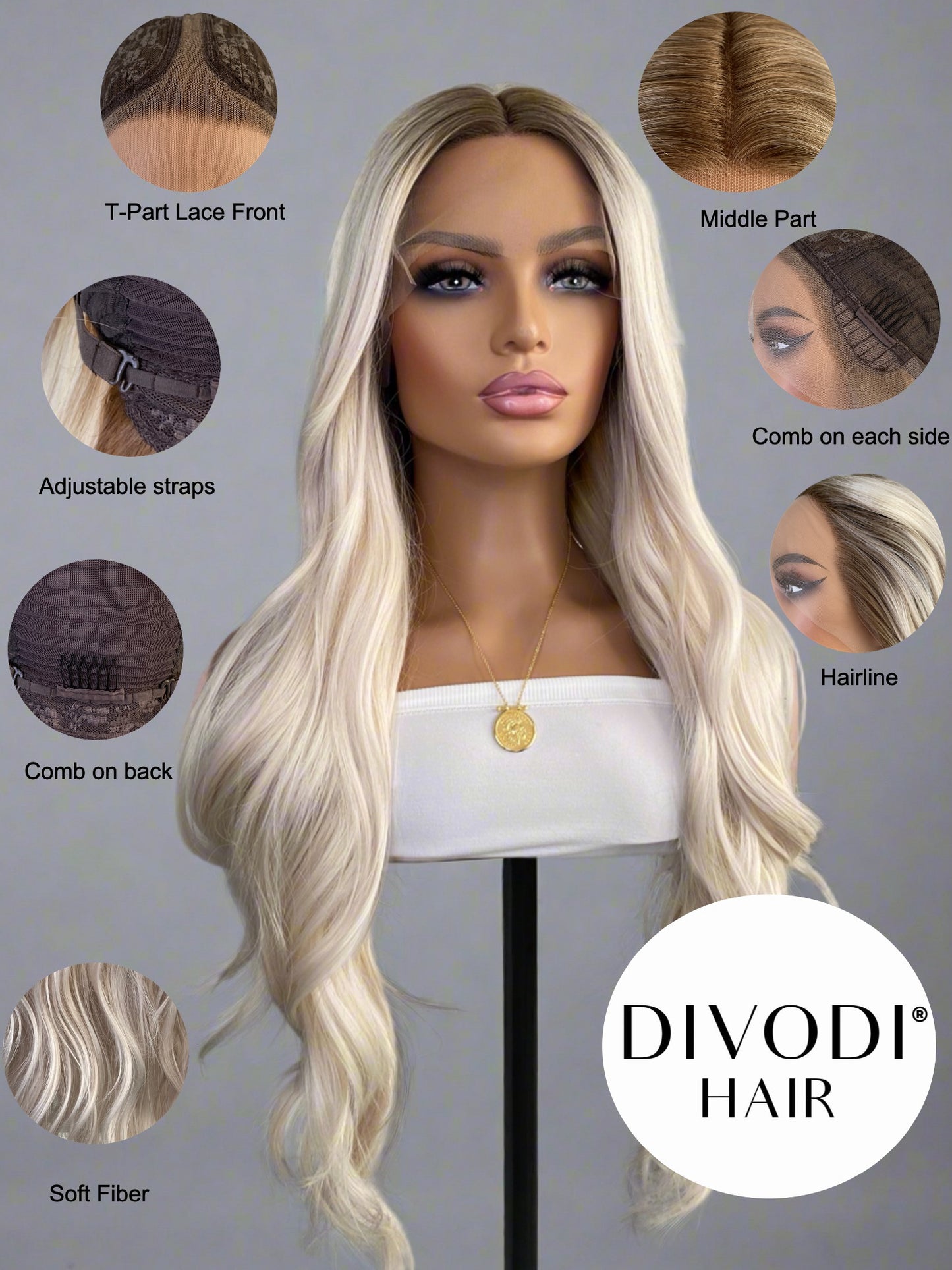 Gwen-Ombre Platinum Blonde T-Part Lace Front Wig