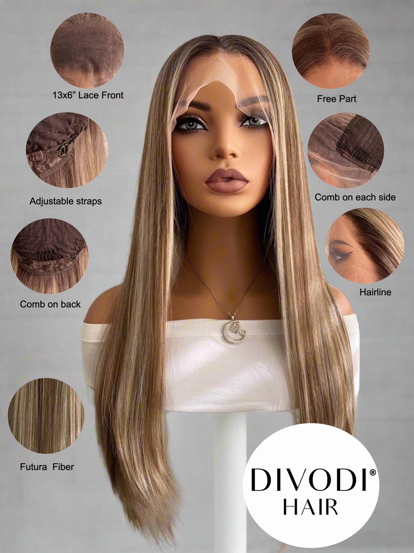 Natalie-Ombre Blonde/Brown Futura Fiber (13x6) Lace Front Wig