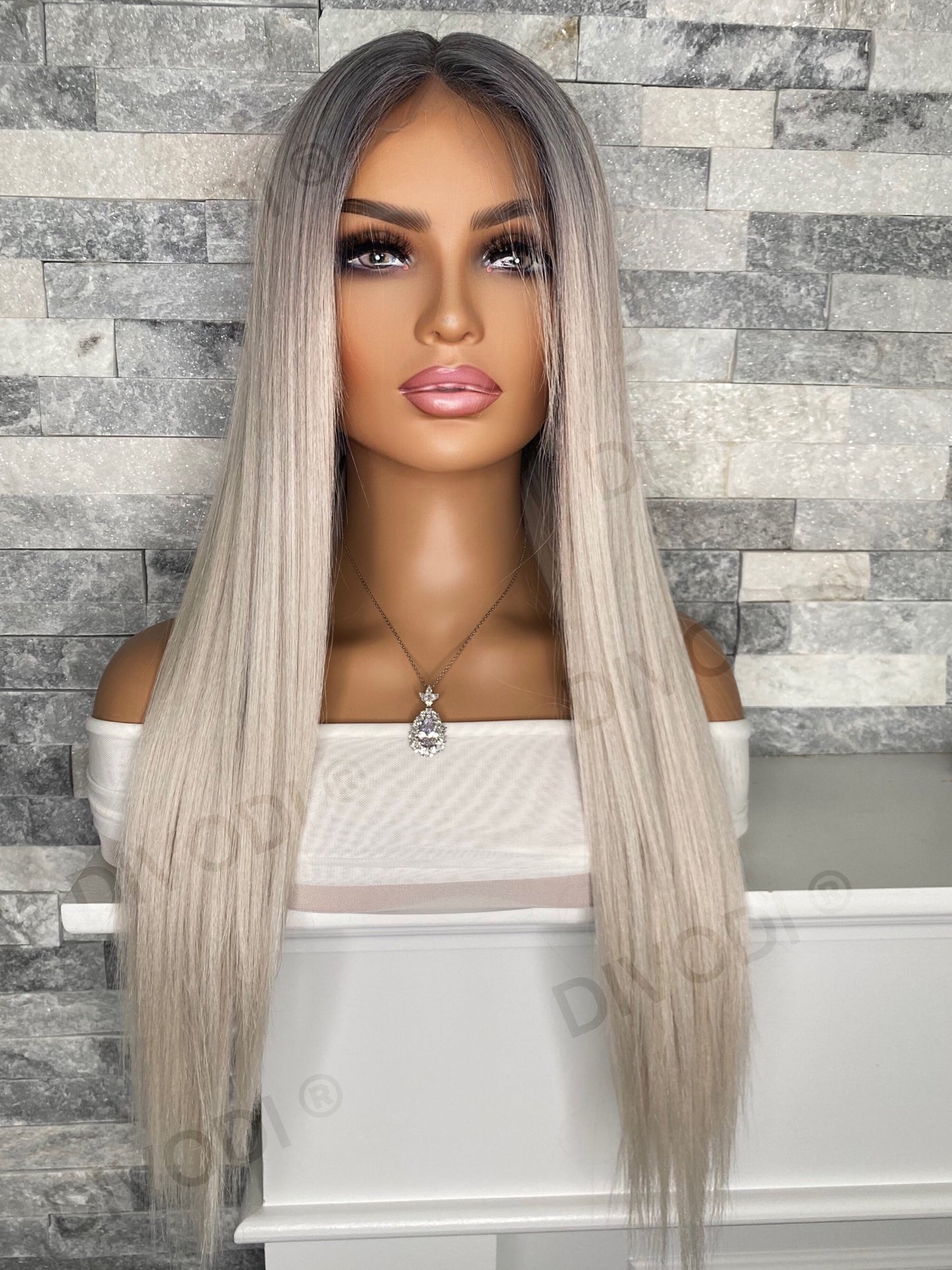 Madeline-Platinum Blonde Futura Fiber T-Part Lace Front Wig