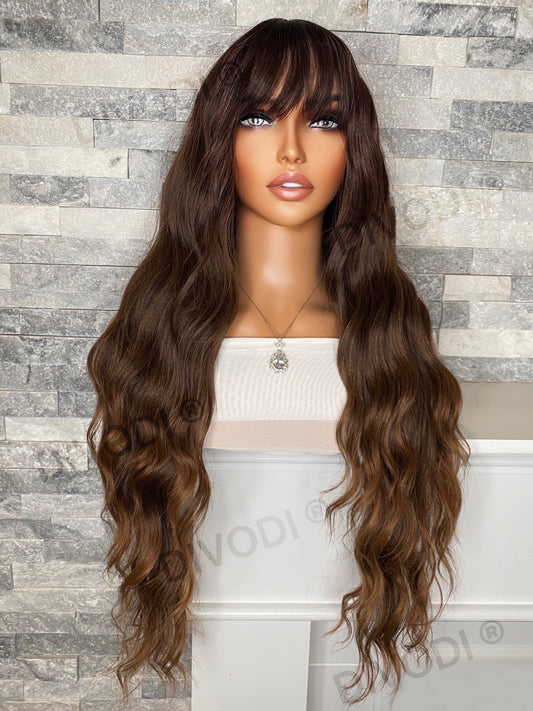 Eva-Brown with Bangs Non-Lace Wig
