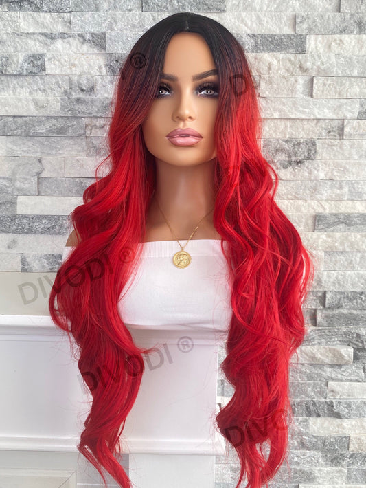 Mable-Ombre Red Non-Lace Wig