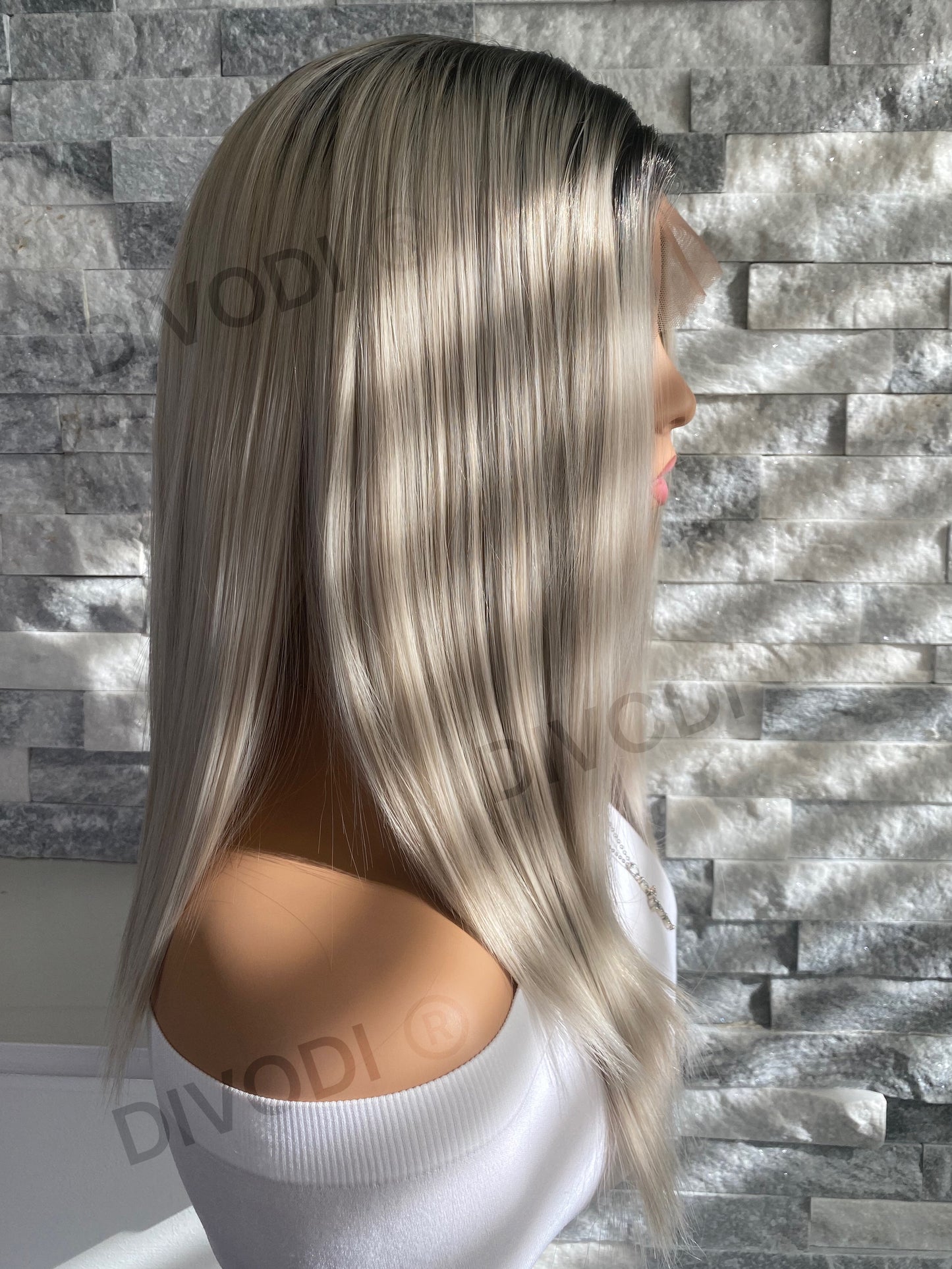 Angel-Ombre Platinum/Gray-(13x3) Lace Front Wig
