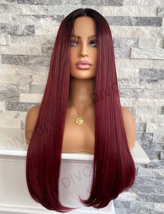 Amy-Burgundy Red-(13x3) Lace Front Wig